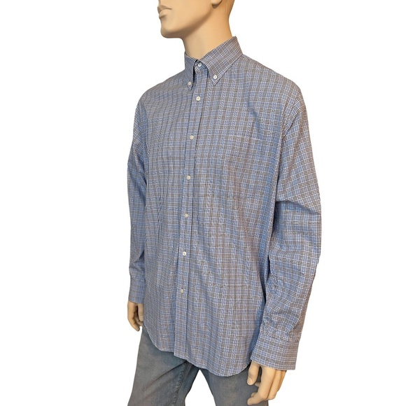 Bobby Jones Long Sleeve Shirt Dress Casual Sky Blue Plaid Button Down Collar - Picture 2 of 15